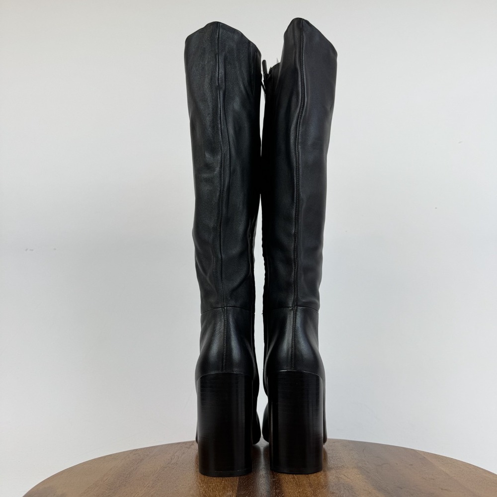 Womens Vince Pilar Black Leather Knee High Heeled Riding Boots Size 7 M WC GUC - Picture 7 of 9